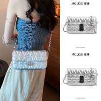 Summer all-match high-end niche chain bag Messenger small square bag female 2023 new one-shoulder silver mobile phone bag 【QYUE】