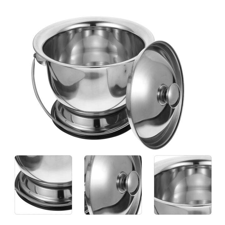 ETEREAUTY Stainless Steel Urine Bucket Portable Camping Toilet Potty