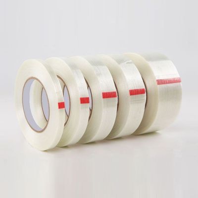 Strong Glass Fiber Tape Stripe Single Side Transparent Adhesive Glass Fiber Tape Industrial Binding Oackaging Fixed Seal50m roll Adhesives  Tape