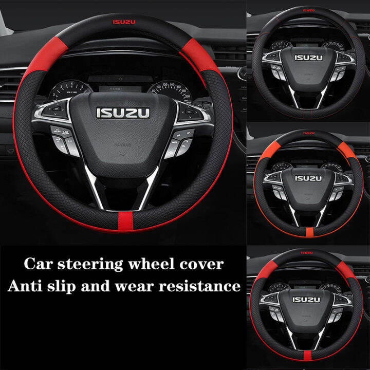 38CM Isuzu Leather Penutup Stereng Steering Wheel Cover Fit DMax MUX