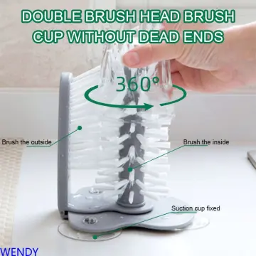 Glass Washer with Double Sided Bristle Brush Glass Cup Brush Cleaner with  Suction Cups Standing Glass Bottle Cup Cleaner Mug for Bar Kitchen Sink  Washing Brush - China Bottle Brsuh and Mug