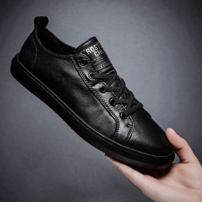 【Ready】🌈 Genuine leather shoes mens new mens white shoes mens skate shoes mens shoes mens shoes trendy all-match spring and autumn style