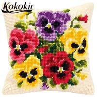 【hot】 stitch kits butterfly flower throw pillow Accessories  for handicraft Needlework Embroidery yarn pillowcase