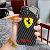 เคสสำหรับไอโฟนโทรศัพท์กันกระแทก Ferrari 14 /Pro/plus/Pro Max/ 13/12/11-กระจกป้องกัน