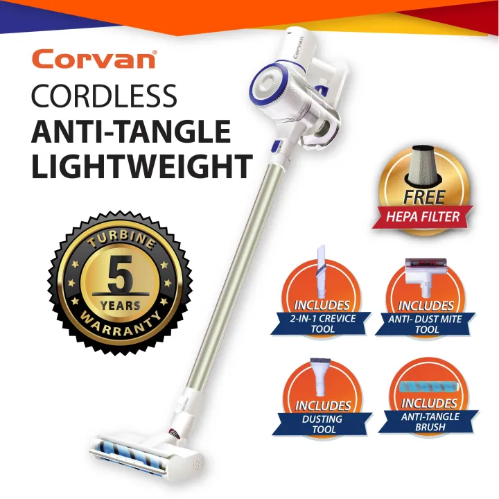 Corvan Anti-tangle Cordless Vacuum Cleaner K9. Wireless for Home & Car. 5-Year Vacuum Motor Warranty (ETA: 2022-06-06)