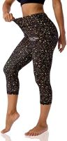 UIUO-UIPEU Yoga Leggings for Women Tummy Control Printed Capri Leggings Workout Shorts Yoga Pants Gold Dust 1-1