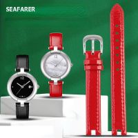 “：{ Genuine Leather Watchband For Tissot 1853 Womens Watch Strap T0842 Fiberglass Series Belt Concave Oral Red Watch Bracelet 12Mm