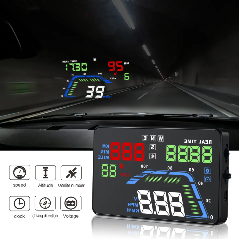 Universal NEW Q7 5.5 Multi Color Auto Car HUD GPS Head Up Display  Speedometers Overspeed Warning Dashboard Windshield Projector