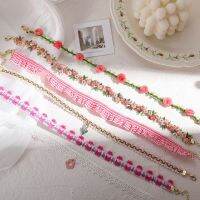 【CW】 CuteBaroque ClothClavicle ChainSweetStudent JK Skirt Pink Short Necklace ChokerJewelry Wedding