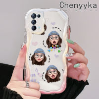 เคส Chenyyka สำหรับ OPPO Reno 5 5G Reno 5K 5G ค้นหา X3 Lite เคสใสลายอิโมติคอนสาวทิคเนื้อครีมหลากสีขอบเคสโทรศัพท์โปร่งใสนิ่มกันกระแทกเคสป้องกันซิลิโคนใส