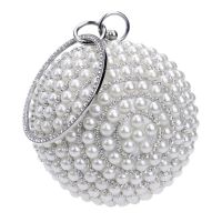 Womens Evening Bag Round Ball Wedding Party Handbag Artificial Pearl Purse