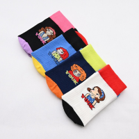 1 Pairs Korea Socks Woman New Design Candy Color Mid Calf Cotton All-match Kawaii Girl Cartoon Casual Cute Patchwork Women Sock