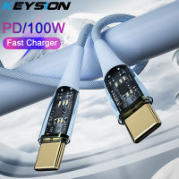 Q KEYSION 5A PD 100วัตต์ USB C เพื่อพิมพ์ C เคเบิ้ลใสอย่างรวดเร็วชาร์จสายข้อมูลด่วนสายศัพท์สำหรับ หัวเว่ย Xiaomi ซัมซุง