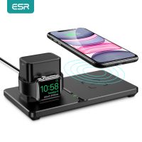 ☑✹✑ ESR Wireless Charger for iPhone 13 12 11 Pro Max for iWatch 5 4 3 for AirPods Pro Fast Charger 2 in 1 Wireless Charging Pad