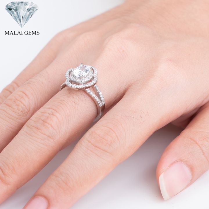 malai-gems-แหวนเพชร-เงินแท้-silver-925-เพชรสวิส-cz-เคลือบทองคำขาว-รุ่น-071-2s1027r-แถมกล่อง-ต่างหูcz-แหวนเงินแท้-ต่า