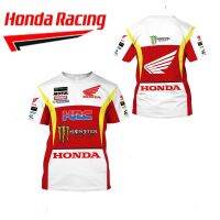 มาแรง เสื้อยืดลําลอง แขนสั้น พิมพ์ลาย HONDA-HRC RACING-Top Gift 3D สําหรับผู้ชาย ไซซ์ S ถึง 5XL