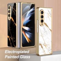 [ขายร้อน]NIQUXI Gkk สำหรับ Galaxy Z พับ4 3กรณี Electroplated แบบฝาครอบกระจกนิรภัยสำหรับ Samsung Galaxy Z Fold4 3ชุบแก้วกรณียาก