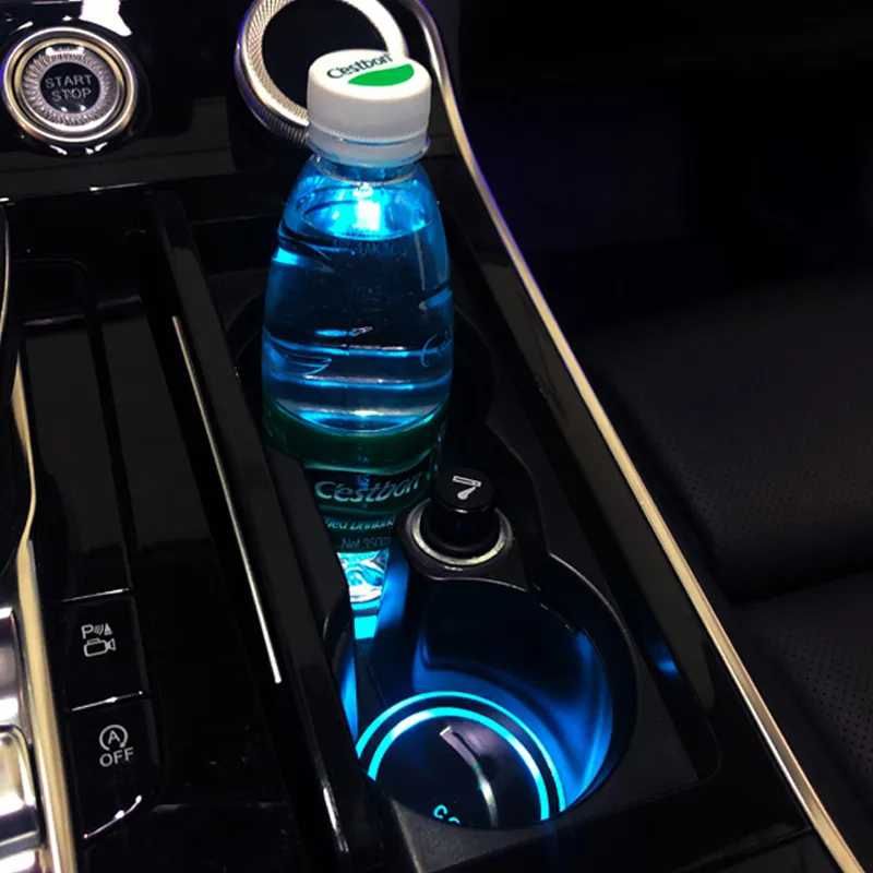 2Pcs Luminous Car Water Cup Coaster Holder 7Colors USB Atmosphere Lights  Anti-slip Mat Colorful Light Coaster For BMW Benz Tesla