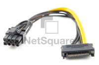 SATA Power Male 15 Pin to PCIe 8 Pin (6+2) สายไฟคอม Adapter Power Converter Cable