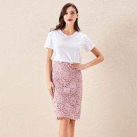 ผู้หญิง A-Line FashionHollow Out กระโปรงลูกไม้ Slim Tight Skirt