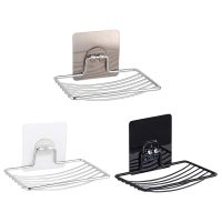 ETXStainless Steel No Punching Soap Holder Bathroom Wall-Mounted Soap Dish Holder  Self Adhesive Kitchen Spong Storage Rack