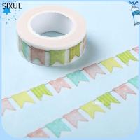 SIXUL 1.5เซนติเมตร 10เมตร เทป Washi ธงมีสี การตกแต่ง DIY เทปกาวติดแน่น คุณภาพสูงมาก อัลบัมภาพ เทปกาวติด