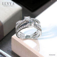 Lenya Jewelry  แหวน DiamondLike ทรงหัวใจ ขนาด 6 มิล และ 4 มิล ตัวเรือนเงินแท้ 925 ชุบทองคำขาว ดีไซน์ดั่งสองหัวใจที่สวมกอดกัน ใครที่หัวใจฉ่ำรัก ต้องใส่ค่ะ