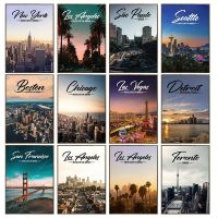 American City Landscape Canvas Prints Posters Los Angeles New York Chicago Wall Art Paintings Decor Picture Living Room Bedroom Tapestries Hangings