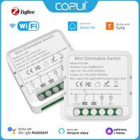 CORUI Tuya ZigBee WiFi สมาร์ทสวิตช์หรี่ไฟโมดูล Breaker Alexa Alice Home Voice Timing Light Switch สำหรับ Smart Life