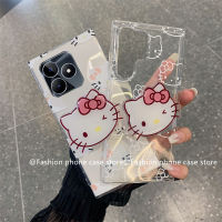 Phone Case เคส Realme C51 C53 C55 NFC C33 C30s C30 Realme 10T 5G เคสโทรศัพท์รูปการ์ตูนเฮลโลคิตตี้น่ารักพร้อมขาตั้งกรอบหลังซิลิโคนนิ่ม2023