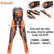 Kìm tuốt dây điện, bấm cos đa năng, tự động Asaki AK-0339 10AW 24AW 0.2mm2