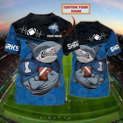 single mens T-shirt autumn O-neck summer mens printed clothes rugby Cronulla-Sharks [hot]2023 design