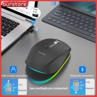 Burstore เมาส์สำหรับเล่นเกมส์ไร้สาย2.4G รองรับบลูทูธ5.1โหมดคู่2400Dpi Mouse Komputer ปิดเสียง