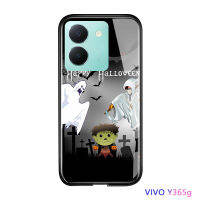 Volans เคสสำหรับ Vivo Y36 Y36 5G กันกระแทกลายการ์ตูนสำหรับเด็กผู้หญิงโกธิคฮาโลวีนปาร์ตี้เครื่องประดับโทรศัพท์เคสแม่มดฟักทองค้างคาวกระจกเทมเปอร์ฝาครอบป้องกัน