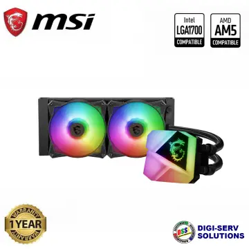 MSI MAG CORELIQUID 240R V2 Liquid CPU Cooler '240mm Radiator, 2X 120mm ARGB  PWM Fan, ARGB Lighting, MSI Center Supported, Compatible with Intel and