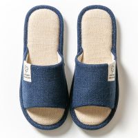 Womens Fashion Slippers linen Anti-slip Flat Open Toe Indoor Bedroom House Casual Sandals