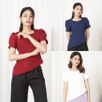 Miss Office เสื้อแขนพอง คอเหลี่ยม แต่งชายเฉียง (MT-083)