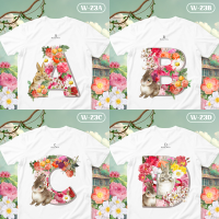 เสื้อยืดตัวอักษร Bunny Flora ตัวอักษร( A B C D )