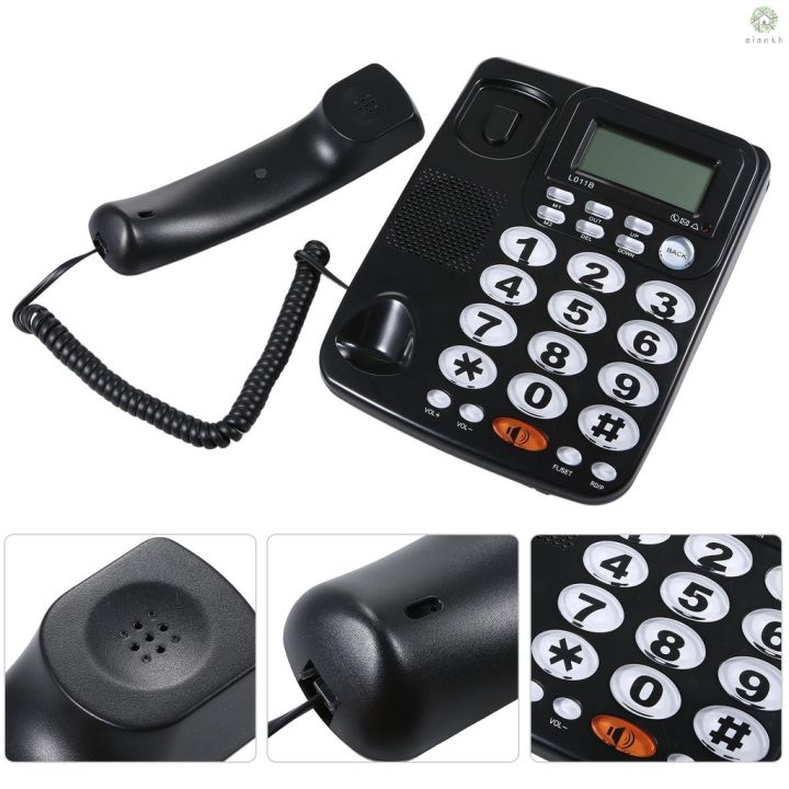 dz-โทรศัพท์ตั้งโต๊ะ-แบบใช้สาย-พร้อมปุ่มกด-ขนาดใหญ่-แฮนด์ฟรี-ปรับความสว่างหน้าจอได้-สีดํา-สายโทรศัพท์-us