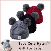 【hot sale】☸☽ C05 [Ready Stock] Kids Baby Hats Warm Winter Wool Knit Beanie Cotton Ball Knitted Beanies Hat Fur Ball Bobble Hat Cap Toddler Hats Caps For Boys Girls topi baby