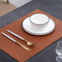 โต๊ะรับประทานอาหารเสื่อคู่หนัง PU placemats สีทึบลื่นเสื่อตารางกันน้ำ oilproof ตาราง padscessories