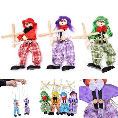 BIESE 🔥Hot Sale🔥1 Pcs Pull String Puppet Wooden Marionette Joint Activity Doll Clown Kids Toy
