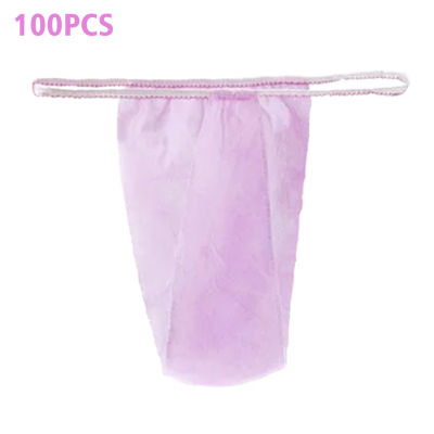 100pcs Salon With Elastic Waistband Hygienic Soft Underwear Tanning Wraps T Thong For Women Spa Portable Disposable Panties