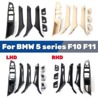 RHD LHD คาร์บอนไฟเบอร์ประตูรถภายในมือจับเหมาะสำหรับ BMW 5ชุด F10 F11 520D 525D 530D 535I แผงด้านในดึงแผ่นครอบ