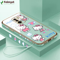 [ฟรีสายคล้อง] สำหรับ Xiaomi เคสโทรศัพท์เซลล์ F1รูปการ์ตูนแมวลูกแมวน่ารักขอบสี่เหลี่ยมเคสโทรศัพท์ชุบหรูหราชุบเคสโทรศัพท์นิ่ม