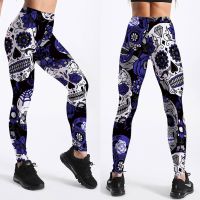 [HOT HULXOIQQQEWV 573] 12 Spandex ผู้หญิงแฟชั่น Legging Skull Head Love Mask เลือดพิมพ์ Leggings Slim สูงเอว Leggings ผู้หญิงเซ็กซี่ Pants