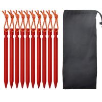 18cm 610Pcs Aluminum Alloy Tent Pegs HMT001 Nails Stakes with Ropes Camping Hiking Tent Accessories Set Including Wind Ropes Hammer