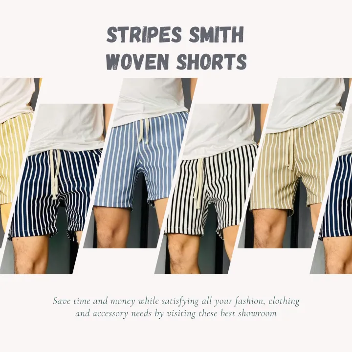 Stripes Smith Woven Shorts Above the Knee Lazada PH