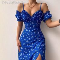 【hot】❖  Shoulder V Neck Sling Ruffle Strapless Slit Floral Print 21764