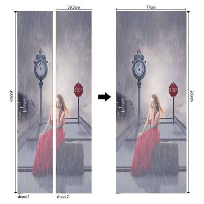 สติกเกอร์ติดผนัง3D มีกาวในตัวตกแต่งห้องนั่งเล่นประตูบ้านอย่างสร้างสรรค์สำหรับห้องนอนกันน้ำได้ปรับปรุงสติ๊กเกอร์แปะประตู